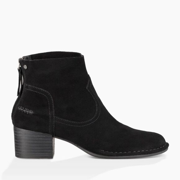 UGG Shoes - Ugg Bandera Black suede ankle boot Leather Zip Up Block Heel Women's 8